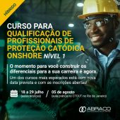 Nova turma: Curso para Qualificação de Profissionais de Proteção Catódica Onshore Nível 1 Onshore (híbrido)
